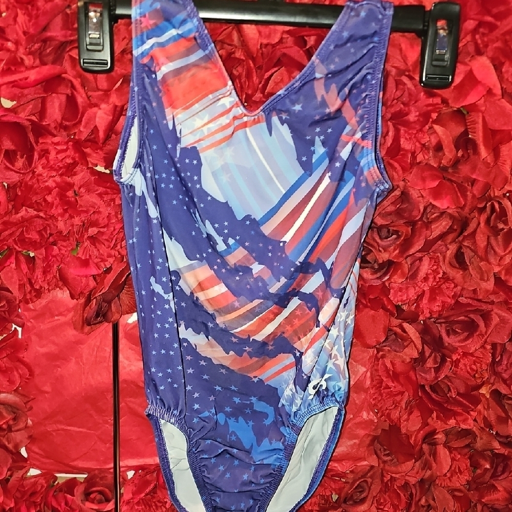 GK Patriotic Star and Stripe Leotard Size Large